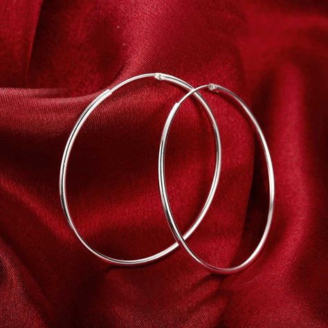 2" Round Hoop Earring in 18K White Gold Plated Material: 18K White Gold Plated Weight (grams): 8.00 Included with White Gift Box. Hypoallergenic Jewelry. Safe on Skin. Comfort Fit Jewelry. High Quality and Durable to last a lifetime. Circular Earrings, Piercing Tragus, Bridgetown, Engagement Party Wedding, Party Earrings, Round Circle, Sterling Silver Hoop Earrings, Sterling Silver Hoops, Gorgeous Jewelry