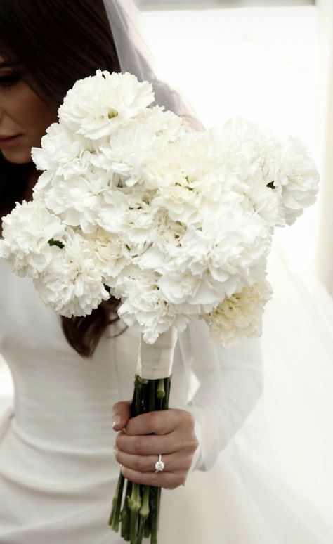 Carnation Wedding Bouquet, Carnation Wedding, Bridal Bouquet Styles, Small Wedding Bouquets, Simple Wedding Bouquets, Rose Bridal Bouquet, White Bridal Bouquet, Melbourne Wedding, White Bouquet