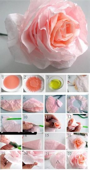 Coffee Filter Craft Ideas - The Idea Room Tissue Paper Roses, Coffee Filter Roses, Coffee Filter Crafts, Coffee Filter Flowers, Diy Flores, Fleurs Diy, Making Flowers, Flowers To Make, Diy Roses