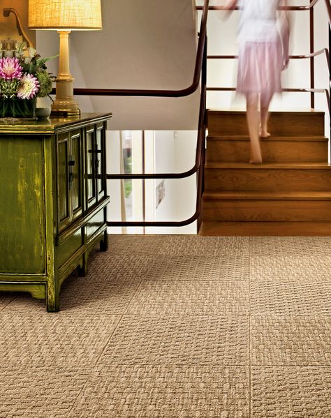 Coming Along - Tan: All Area Rugs & Carpet Tiles by FLOR Carpeting Ideas, House Basement Ideas, Avatar Room, Flor Tiles, Elegant Flooring, Brownstone Interiors, Seagrass Carpet, Carpet Tiles Office, Flor Rug