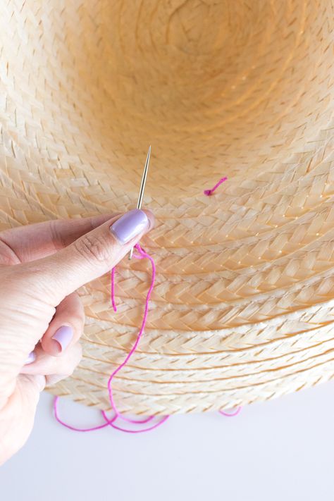 DIY Embroidered Sun Hat | Club Crafted Embroidered Sun Hat, Straw Hat Diy, Embroidered Sun, Make A Rainbow, Rainbow Diy, Hat Club, Diy Crafts For Teens, Floppy Beach Hat, Colorful Hat