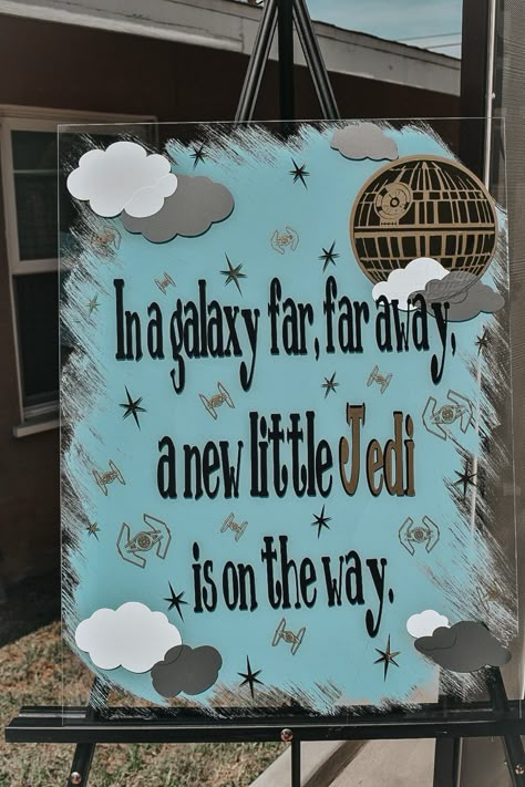 Star Wars Gender Reveal Cake, Starwars Nursery Themes, Baby Jedi Baby Shower Ideas, Princess Leia Baby Shower Ideas, Star Wars Themed Gender Reveal, Gender Reveal Ideas Star Wars, Starwars Baby Shower Ideas, Star Wars Themed Baby Shower Ideas, Star Wars Baby Shower Games