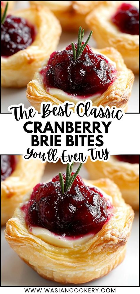 Cranberry brie bites with puff pastry, great for Christmas parties and festive dinners. Kids Christmas Meal Ideas, Brie And Cranberry Appetizer, Brie Cranberry Appetizer, Brie Recipes Easy, Pull Apart Bread Appetizer, Holiday Appetizers Thanksgiving, Cranberry Appetizer, Make Ahead Christmas Appetizers, Cranberry Bites