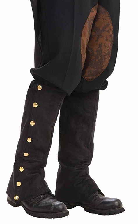 Men’s Steampunk Goggles, Guns,  Accessories  Adult Steampunk Suede Spats Costume Accessory $11.30 AT vintagedancer.com Steampunk Spats, Steampunk Male, Engineer Costume, Ace Ventura Costume, Gothic Type, Steampunk Black, Steampunk Boots, Troll Costume, Cowboy Costume