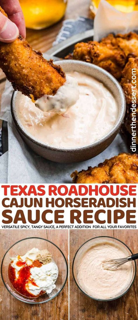 Texas Roadhouse Cajun Horseradish Sauce (Copycat) is a spicy, smoky dipping sauce for all your favorite fried foods! Texas Roadhouse Sauce, Texas Roadhouse Dipping Sauce, Copycat Texas Roadhouse Blooming Onion Sauce, Spicy Horseradish Sauce, Blooming Onion Sauce Texas Roadhouse, Texas Roadhouse Blooming Onion Sauce, Texas Roadhouse Tartar Sauce Recipe, Texas Roadhouse Recipes Copycat, Texas Roadhouse Copycat Recipes