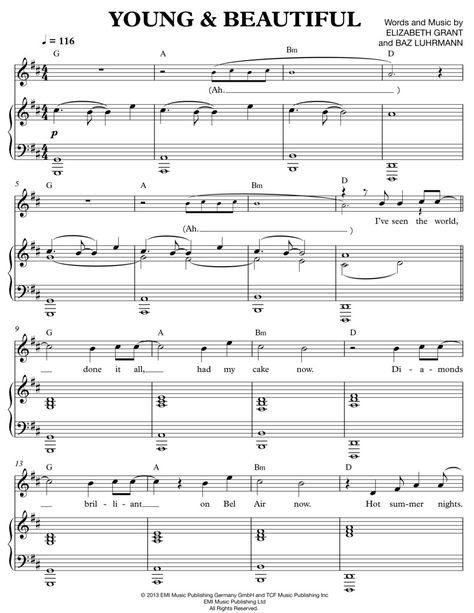 Learn Young and Beautiful by Lana Del Rey for Piano #MaVi #Harmonics Lana Del Rey Piano, Sheet Music With Letters, Lana Del Rey Memes, Lana Del Rey Music, Clarinet Music, Learn Violin, Violin Sheet, Violin Sheet Music, R&b Music