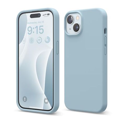 elago Compatible with iPhone 15 Case, Liquid Silicone Case, Full Body Protective Cover, Shockproof, Slim Phone Case, Anti-Scratch Soft Microfiber Lining, 6.1 inch (Sky Blue) Silicon Case, Full Body, Sky Blue, Blue Sky, Iphone 15, 1 Inch, Phone Case, Phone Cases, Iphone