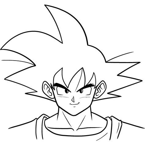 Free Goku Coloring Page for Kids Goku Outline Drawing, Goku Drawing Color, Goku Drawing Easy, Goku Coloring Pages, Goku Png, Half Face Drawing, Drawing Classes For Kids, Simple Face Drawing, Pikachu Drawing