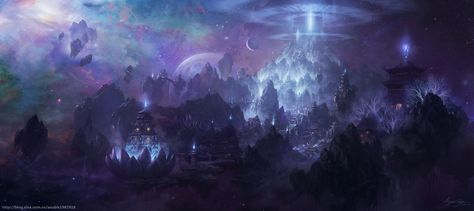 Sociolatte: Castle in the sky under moonlight by Ling Xiang Fantasy Environment, Dark Mountains, Fantasy Settings, R Wallpaper, Artistic Pictures, Space Adventure, Desktop Wallpaper Art, Galaxy Pictures, Digital Art Gallery