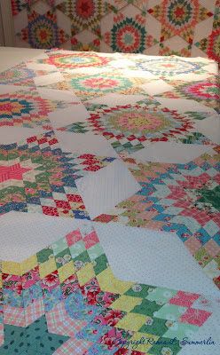 Blooming In Chintz: Sunday in the Studio Texas Star Quilt, Quilt Colors, Lone Star Quilt, English Paper Piecing Quilts, Pattern Quilt, Star Burst, Texas Star, Pretty Quilt, Star Blocks