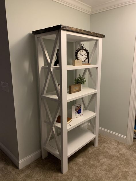 Bookshelves Farmhouse Style, Modern Farmhouse Bookshelf, Short Bookshelf, Farmhouse Bookcase, Rustic Bookshelves, White Shelving Unit, Farmhouse Bookcases, Farmhouse Bookshelf, Office Bookshelf