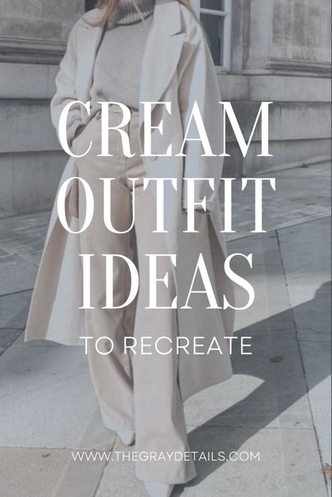 Monochrome Outfit Beige, Cream Womens Outfit, Outfit With Cream Jacket, Cream Ankle Pants Outfit, Cream Monochrome Outfit Winter, Ivory Trousers Women Outfit, All Ivory Outfit, Ivory Pants Outfit Classy, Plus Size Cream Outfits