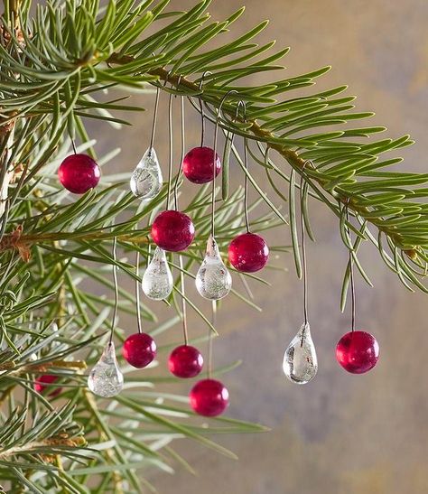 Crystal raindrops and holly berries from Sundance Church Decorations, Christmas Dinner Party, Christmas Activities For Kids, Woodland Christmas, Holly Berry, Holly Berries, Christmas Night, Noel Christmas, Handmade Ornaments