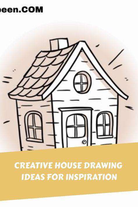 A simple sketch of a small house with a triangular roof, round window, and front door. Easy Modern House Drawing, Cottage Sketch, Easy House Drawing, House Drawing Ideas, Cottages Modern, House Doodle, Drawing Ideas For Kids, Whimsical Art Paintings, Easy Drawings For Kids