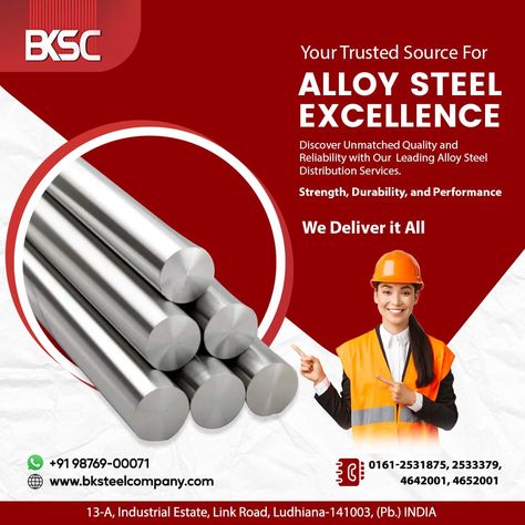 Your Trusted Source For alloy Steel Excellence Discover Unmatched Quality and Reliability with Our leading Alloy Steel Distribution Services. Strength, Durability, and Performance!! We Deliver it All! Get a free quote now! ☎+91 98769-00071 🌐https://bksteelcompany.com/ Steel Poster Design, Steel Company, Brochure Design Creative, Happy Birthday Design, Welding Wire, Bar Poster, Steel Beams, Hardware Shop, Islamic Art Pattern