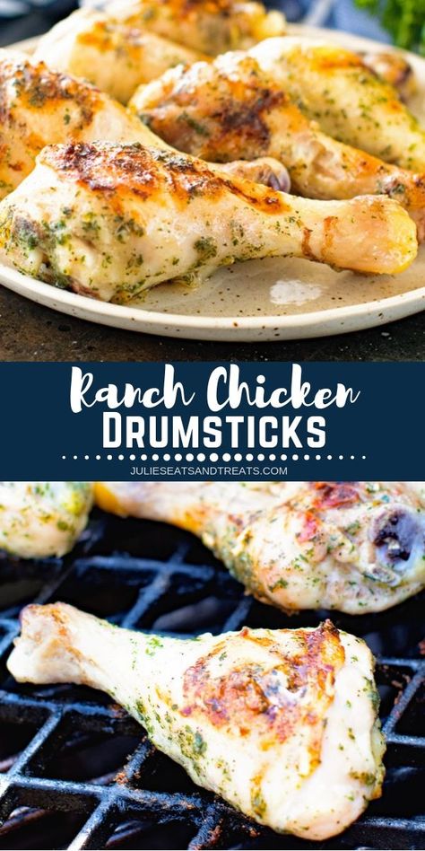 Ranch Chicken Drumsticks, Grilled Ranch Chicken, Chicken Drumstick Recipes Oven, Drumstick Recipes Oven, Grilled Chicken Drumsticks, Bbq Chicken Drumsticks, Grilled Chicken Legs, Party Chicken, Chicken Ranch