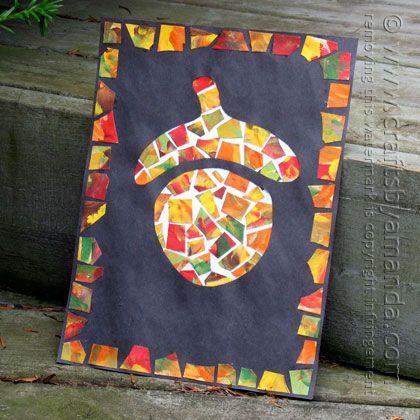 So cool!  Easy autumn craft idea for kids - acorn mosaics - what a simple fall craft! Acorn Craft, Preschool Fall, Acorn Crafts, Fun Fall Crafts, Fall Art Projects, Fall Preschool, Fall Art, Fall Crafts For Kids, Thanksgiving Kids