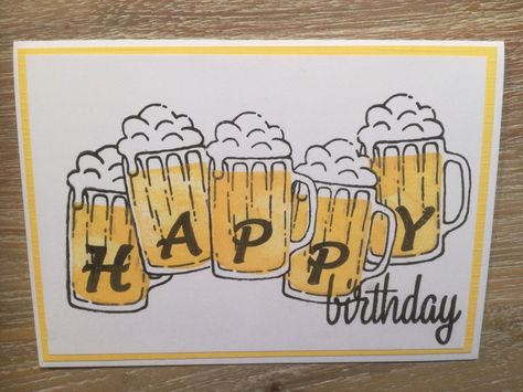 Beer Birthday Cards, Beer Card, Happy Birthday Cards Diy, Birthday Card Drawing, Masculine Birthday Cards, Bday Cards, Birthday Cards For Men, Card Drawing, Dad Cards