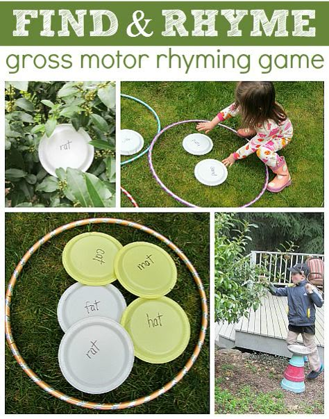 Rhyming Games, Rhyming Activities, Literacy Games, Gross Motor Activities, Preschool Literacy, Outdoor Classroom, Phonological Awareness, Outdoor Learning, Rhyming Words