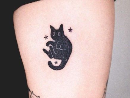 Black Cat Orange Cat Tattoo, Orange And Black Cat Tattoo, Alley Cat Tattoo, Silly Cat Tattoo, Small Black Cat Tattoo, Black Cat Tattoo, Rat Tattoo, Black Cat Tattoos, Sharpie Tattoos