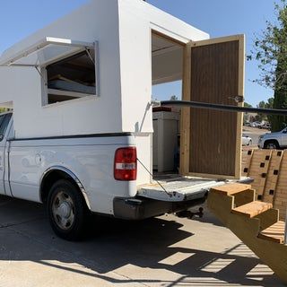 Pickup Camper Diy, Foamie Camper, Cab Over Camper, Small Camper Interior Ideas, Cabover Camper, Small Camper Interior, Tiny Campers, Diy Slide, Best Truck Camper