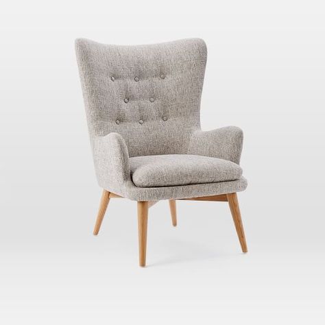 Niels Wing Chair | west elm Furnitur Ruang Keluarga, Scandinavian Chairs, White Chair, Upholstered Chair, Wing Chair, Bedroom Chair, Style At Home, Mid Century Furniture, West Elm