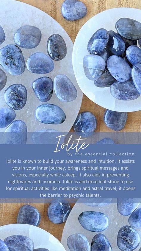 Iolite Meaning, Iolite Crystal, Crystal Healing Chart, Tumbled Crystals, Tarot Significado, Crystal Vibes, Crystal Guide, Crystal Aesthetic, Crystals Healing Properties