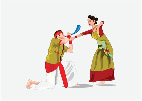 Bihu Assam Dance, Bihu Dance, Sk Sabir Boss Free Fire Photo, Dance Vector, Fashion Illustration Tutorial, Dancing Drawings, Dance Images, Good Vocabulary Words, Couple Illustration