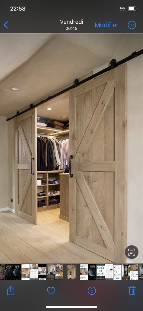 Barn Bedrooms, Barn Style Sliding Doors, Barn Homes, Barndominium Ideas, Pole Barn, Dressing Room Design, Dream House Interior, Sliding Barn Door, Dream House Plans