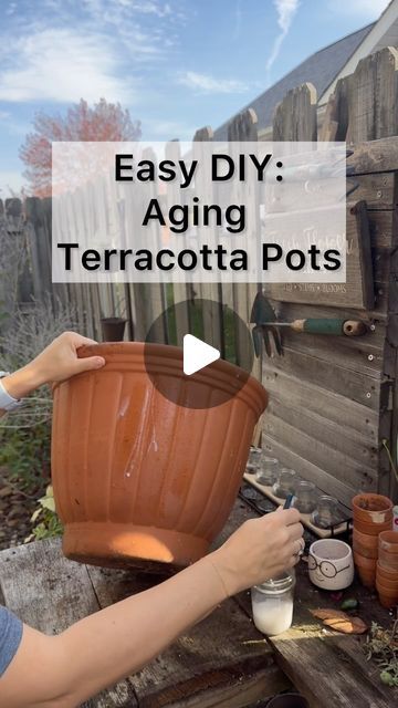 Kristy Hawk on Instagram: "Easy DIY: Aging Terracotta!  I’m a sucker for terracotta pots. The ones that looked old and aged are my favorite. I love how my pot turned out.   1. Mix water & deco podge together in a jar.  2. Brush onto pot. Go easy with this. My first swipe I added too much. 🤪 3. Sprinkle on flour as lightly or as heavily as you want. This is YOUR pot so make it however YOU like. I went heavy in some spots and light in others  4. Let it dry.  5. Buff it out with a paper towel.    I got the idea to do this from @fancyplantsclub... Brilliant! 👏🏼" Terra Cotta Christmas Ornaments, Paint Terracotta Pots Diy, Terracotta Crafts, Deco Podge, Diy Terra Cotta Pots, Terra Cotta Clay Pots, Terracotta Flower Pots, Painted Terra Cotta Pots, How To Make Clay