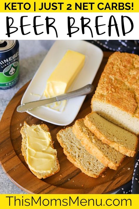 This keto bread recipe is super easy, low in carbs and is a great addition to any meal. The beer flavor is present but definitely not overpowering, so it pairs well with many different cuisines. Keto Beer, Honey Beer Bread, Low Carb Beer, Breadmaker Recipes, Fat Head Dough, Keto Friendly Bread, Keto Bread Recipe, Beer Bread Recipe, Coconut Flour Bread