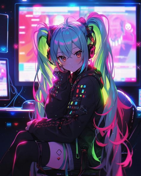 Photoshopped Pictures, Anime Gamer, Kagamine Rin And Len, Miku Hatsune Vocaloid, Character Design Girl, Random Girl, Cyberpunk Anime, March 20, Profile Pics