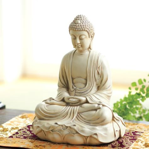 Buddha on Lotus Throne Statue:DharmaCrafts meditation supplies White Buddha, Meditating Buddha Statue, Buddha Groove, Buddha Garden, Buddha Decor, Amitabha Buddha, Siddhārtha Gautama, Buddha Meditation, Meditation Cushion