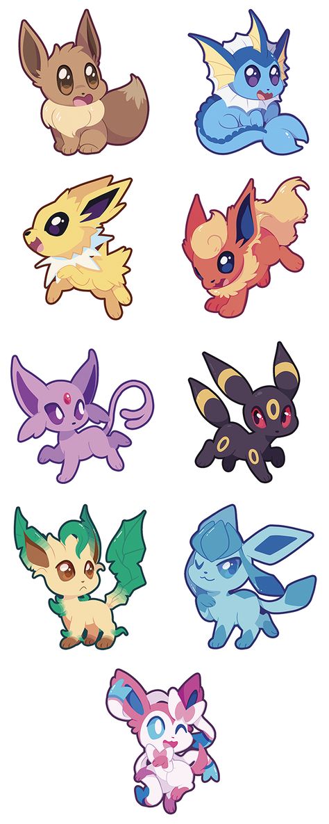 Eeveelutions Pokemon Eevee Pictures, Eve Pokemon, Evoluzioni Eevee, All Eevee Evolutions, Pokemon Sleeves, Pokemon Evolutions, Pokémon Eevee, Evee Evolution, Eevee Cute