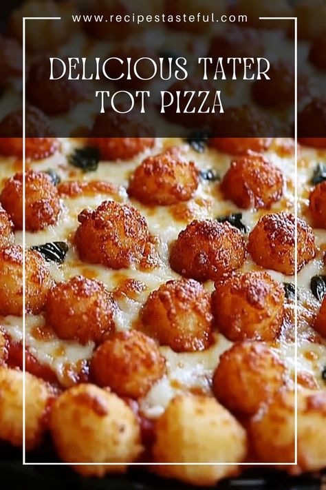 This Tater Tot Pizza combines crispy tater tots with rich pizza sauce and gooey cheese, making it a fun and satisfying dish perfect for any occasion. It's sure to be a hit with both kids and adults! Tater Tot Pizza, Cheese Making, Tater Tots, Gooey Cheese, Gluten Free Cheese, European Food, Pizza Sauce, Italian Seasoning, Pizza Recipes