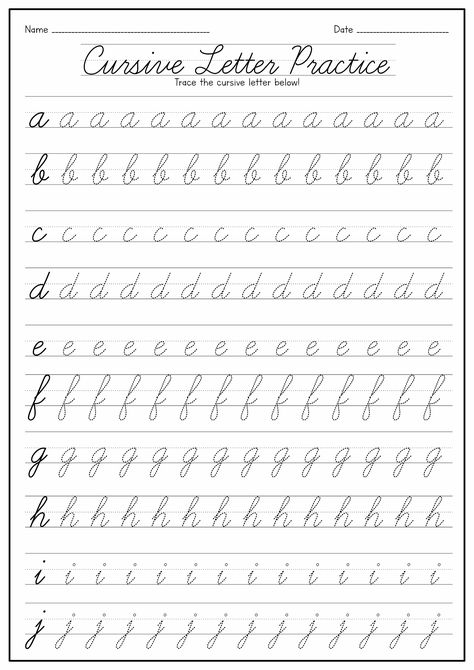 Cursive Alphabet Tracing Sheet, Cursive Small Letters Tracing, Cursive Handwriting Tracing Worksheets, Writing Sheets Handwriting Worksheets, Teach Cursive Handwriting Kids, Practicing Cursive Writing, Free Hand Writing Practice Sheets, Tracing Cursive Alphabet Letters, Cursive Alphabet Worksheet