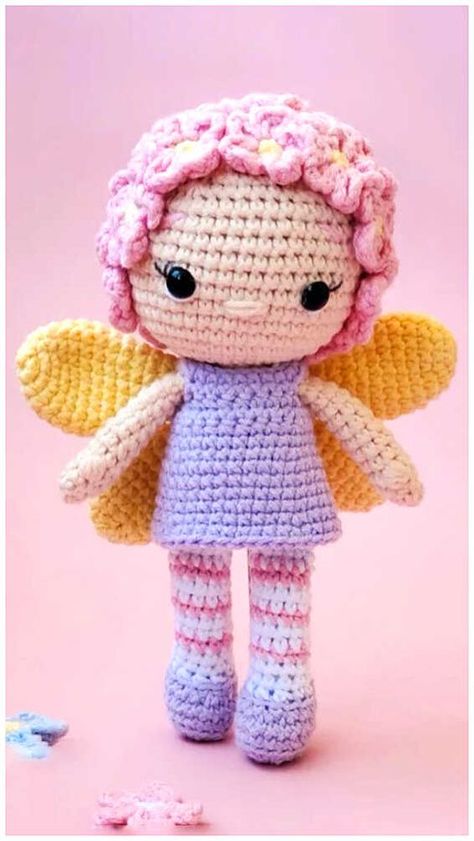 Crochet dolls Fairy Crochet, Doll Amigurumi Free Pattern, Crochet Amigurumi Patterns, Free Crochet Amigurumi, Crochet Fairy, Free Amigurumi Patterns, Crochet Doll Pattern, Fairy Dolls, Amigurumi Free