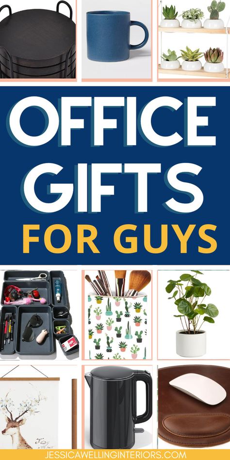 The best office gifts for guys for every budget- perfect for male coworkers, bosses, husbands, dads, brothers, sons, and boyfriends! Office Gifts For Men, Best Office Gifts, Gifts For Male Coworkers, Men Desk, Masculine Wall Art, Man Desk, Best Home Office, Tea Organization, Dry Erase Wall