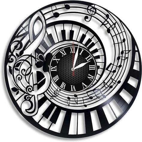 Amazon.com: Music Piano Notes Art Vinyl Wall Clock, Music Piano Notes Art Design Gift for Any Occasion : Home & Kitchen World Post Day, Piano Art, Piano Notes, Handmade Clocks, Vinyl Record Wall, Notes Art, Laser Art, Music Piano, Record Wall