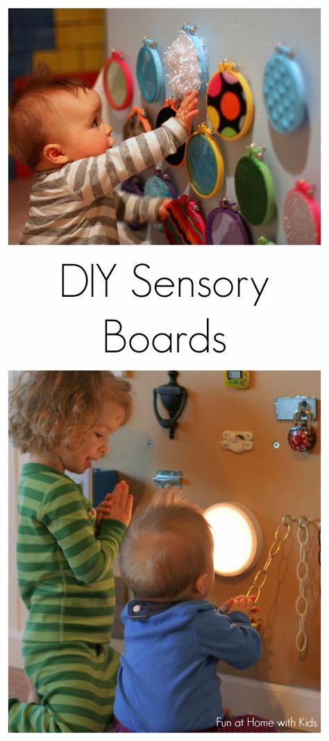 Three different DIY sensory boards along with ideas for how to include older siblings from Fun at Home with Kids Diy Sensory Boards, Newborn Activities, Baby Sensory Board, Diy Sensory Board, Freetime Activities, Diy Sensory, Sensory Learning, Home With Kids, Sensory Ideas