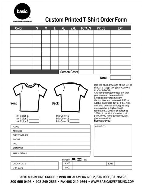 editable personalized t-shirt order form template | besttemplates123 screen printing invoice template doc blank T Shirt Order Form Template, T Shirt Order Form, Shirt Order Form, Shirt Design Template, Order Form Template Free, Cricut Business, Tshirt Template, Order Form Template, T Shirt Design Template