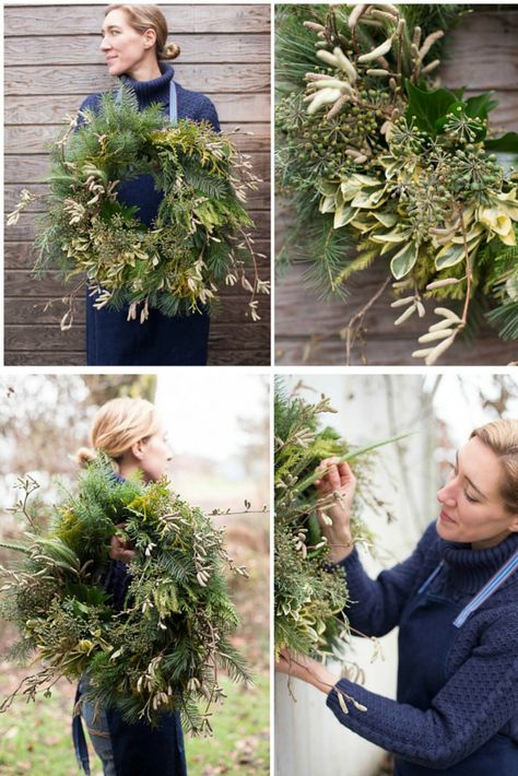 Learn how to make a beautiful DIY holiday wreath using natural materials found in your backyard by following Floret's step by step instructions. Foraged Wreath, Christmas Wreaths To Make, Xmas Wreaths, Holiday Wreath, Noel Christmas, Winter Wreath, Flower Farm, Christmas Deco, Diy Holiday