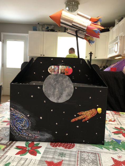 Solar System Valentines Boxes, Space Valentines Box For Kids, Space Shuttle Valentine Box Ideas, Rocketship Valentine Box Ideas, Galaxy Valentines Boxes, Planet Valentines Boxes, Ufo Valentines Boxes, Space Theme Valentine Boxes, Solar System Valentine Box Ideas