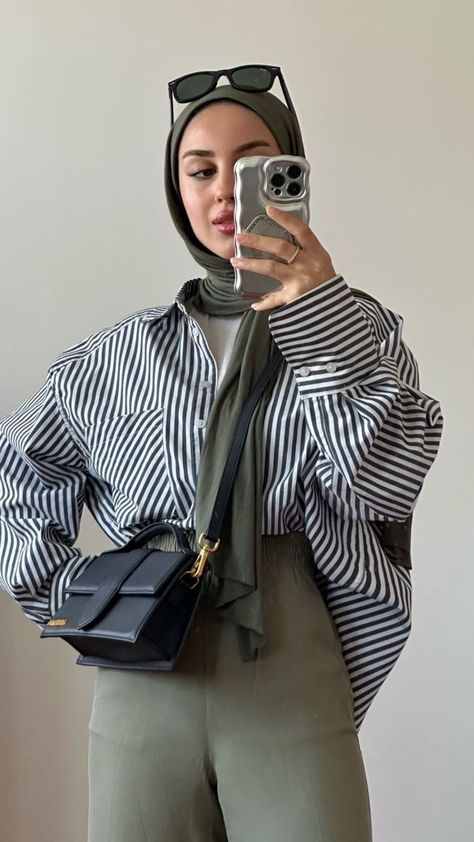 #fashion #fashionista #fashionable #fashionstyle #style #stylish #clothing #clothes #outfits #ootd #look #simple #minimalist #casual #basic #classy #classic #chic #elegant #top #pants #blouse #hijab #hijabfashion #fall #fallfashion #fallstyle #bag #handbags #green #sunglasses #shopping #ad #jacquemus Hijab Outfit Ideas Summer Casual, Daily Outfit Ideas Casual Summer, Hijab Outfit Ideas Summer, Hijab Fashion Casual Muslim Outfit Ideas, Outfit Ideas Summer Casual, Hijab Outfit Ideas, Stylish Outfits Casual, Hijab Fashion Summer, Estilo Hijab