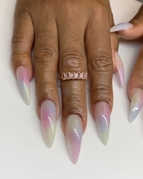 “Watercolor Nails," Chrome Tips & More Bold Manicures Geminis Will Love Spring Gel Nails, Nail Desi, Water Color Nails, Gemini Season, Gothic Nails, Damaged Nails, Vacation Nails, Unique Acrylic Nails, Jelly Nails