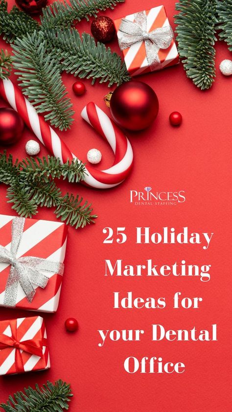 We've put together a list of Christmas marketing ideas to support your dental marketing over the holiday season and help you boost sales this year through dental services. Dental Office Promotion Ideas, Referring Dental Office Gifts, Dental Office Giveaway Ideas, Christmas Dental Post, Dental Marketing Ideas Gift Baskets, Dental Promotion Ideas, Dental Referral Marketing Ideas, Orthodontic Marketing Ideas, Christmas Marketing Gifts