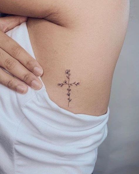 110+ Amazing Cross Tattoo Designs For Women [2023] You Need To Check Out Cross Rib Tattoos, Cross Tattoo Ideas, Unique Cross Tattoos, Small Cross Tattoos, Rib Tattoos For Women, Cross Tattoos For Women, Faith Tattoo, Muster Tattoos, Cross Tattoo Designs