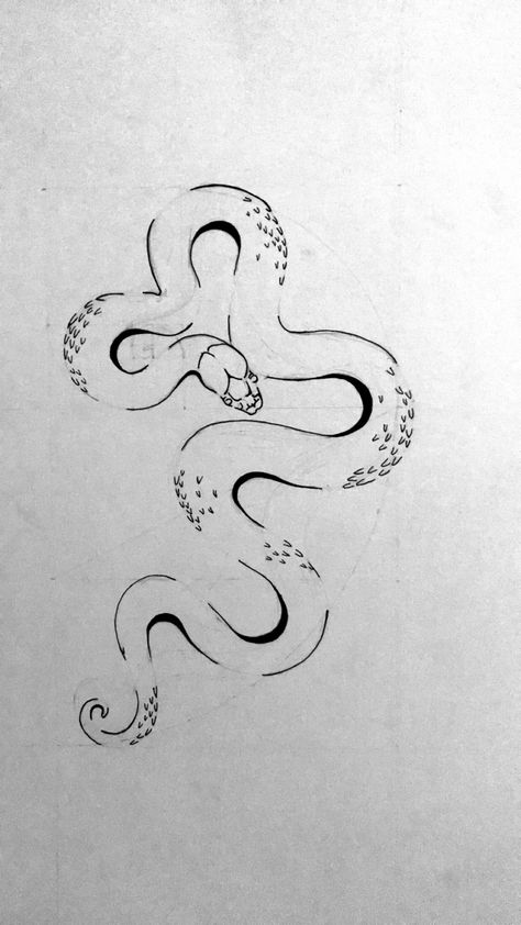 Implied line snake drawing golden mean tattoo Serpent Snake And Moon Drawing, Implied Line Drawing, Long Snake Drawing, Coiled Snake Drawing, Snake Outline Tattoo, Snake Drawing Tattoo, Simple Snake Drawing, Snake Line Drawing, Line Art Snake