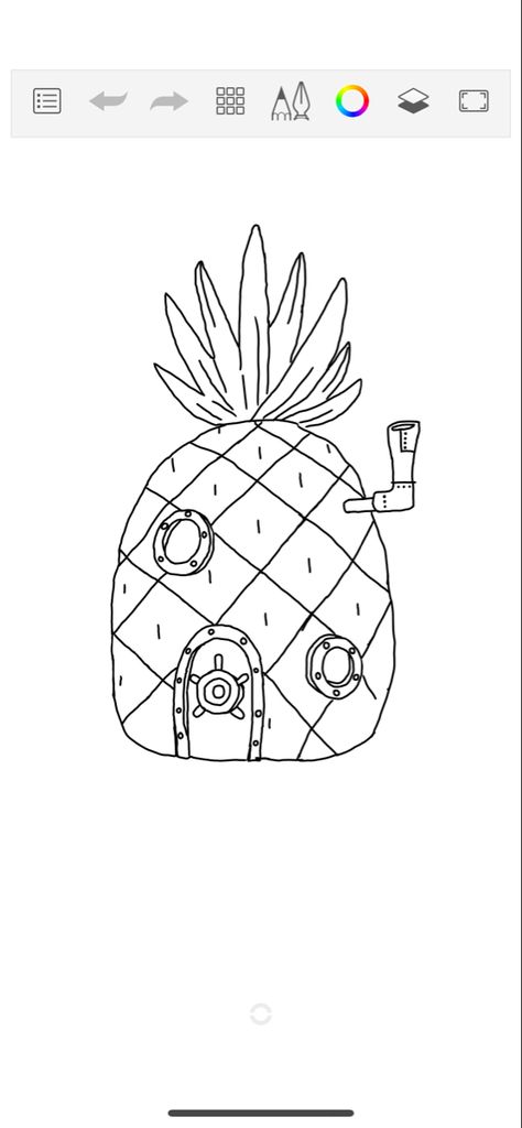 Spongebob's House Drawing, Spongebob Pineapple House Diy, Spongebob Doodles Easy, Spongebob Line Art, Spongebob House Tattoo, Spongebob House Drawing, Spongebob Doodles, Spongebob Outline, Spongebob Pineapple House