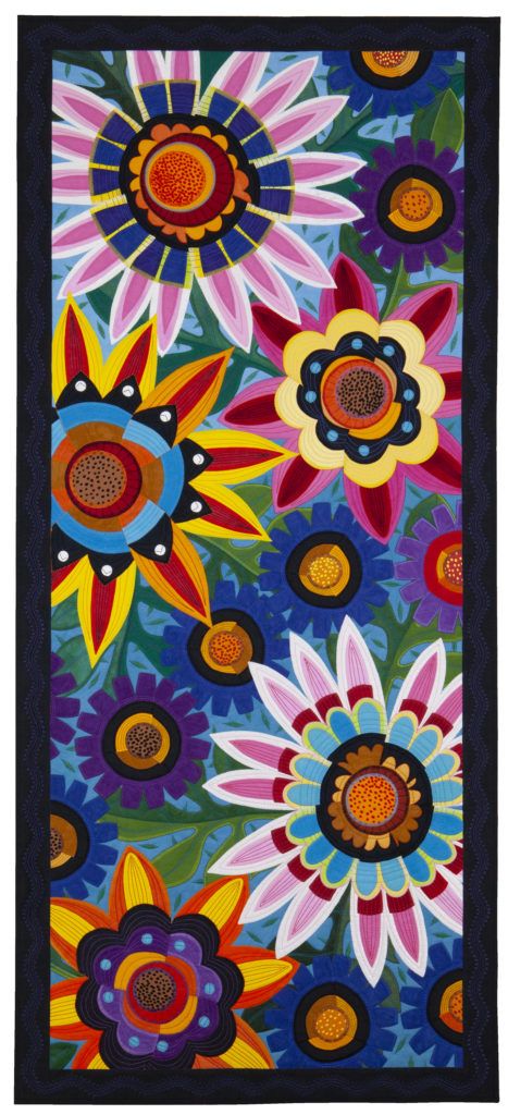 Spotlight: Jane Sassaman, Quilt Artist - Create Whimsy Jane Sassaman, Contemporary Art Quilt, Feather Quilt, Sewing Quilts, Flower Quilts, Collage Techniques, Free Spirit Fabrics, Contemporary Quilts, Quilted Wall Hangings